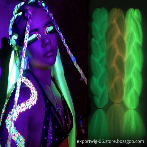 Glow Hair Fluorescence Light Dark in Braiding Hair Jumbo Synthetic Braids for Women Daily Cosplay Party Shining Hair in Dark